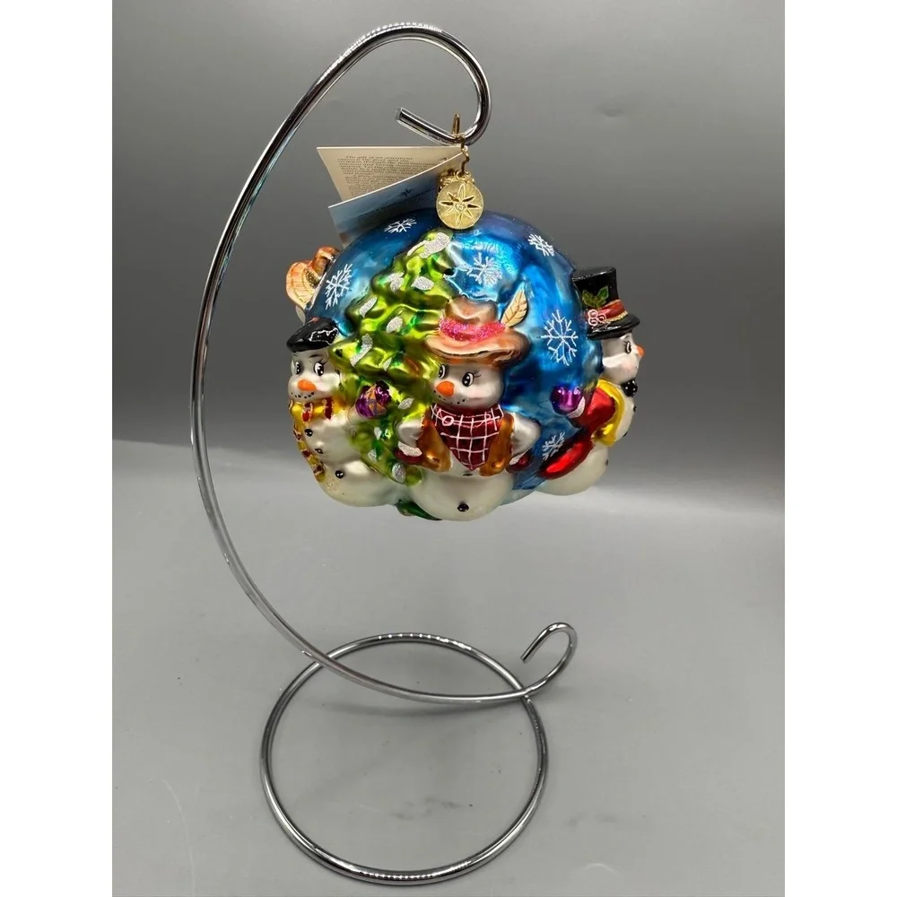 Christopher Radko Blown Glass Ornament "Snow Globe" snowman Winter new with tag - Picture 2 of 5